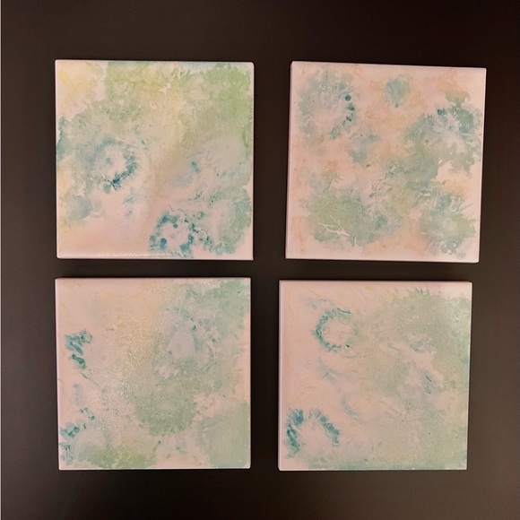 Set of 4 waterproof Ceramic Adsorbent Coasters, watercolors - Picture 1 of 4